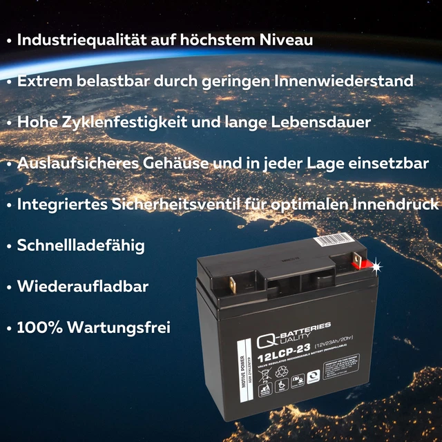 12V 20Ah AGM Batterie Zyklenfest - Ersetzt 18Ah/17Ah, Wartungsfrei Für Solar, USV, E-Bike