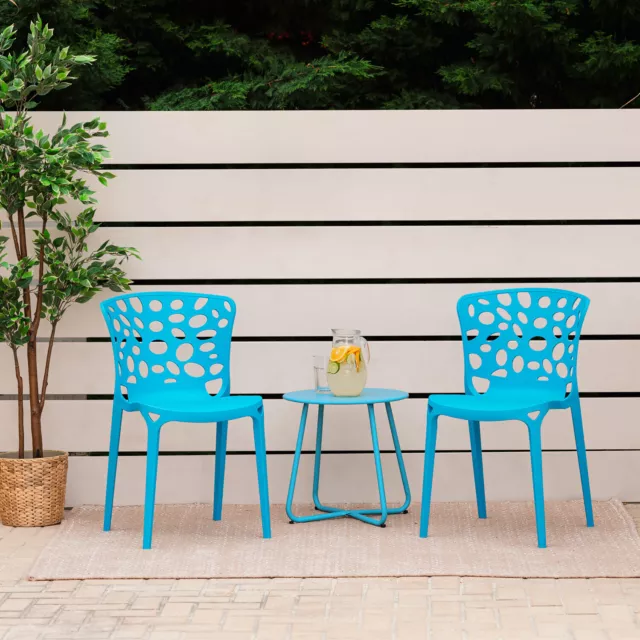 6 Chaises de jardin bistrot en bleu chaise design empilable cuisine Homestyle4u 3