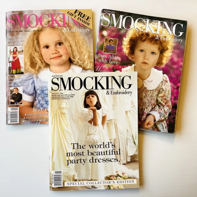 Australian Smocking & Embroidery Magazines Issues 45, 49, 51 Complete Patterns