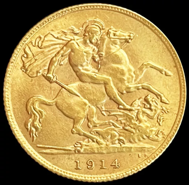 1914 Gold Great Britain 3.994 Gram 1/2 Half Sovereign King George V Coin