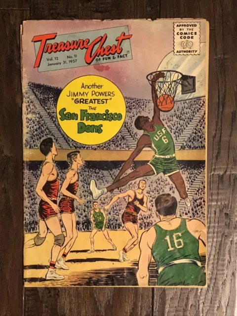 1957 BILL RUSSELL - Treasure Chest Comic Book - VERY RARE - "Pre" Rookie Card RC