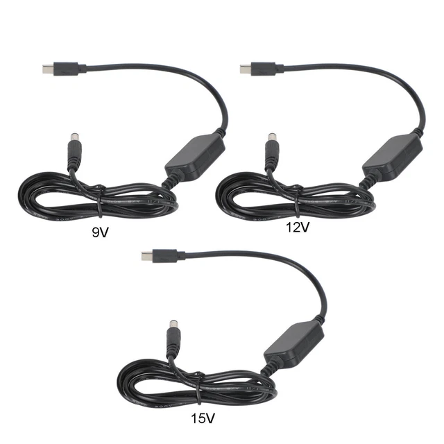 USB Type-C to 9/12/15V DC 5.5mm*2.5mm Adapter 1m 39.37inches PD Charger Cord AT