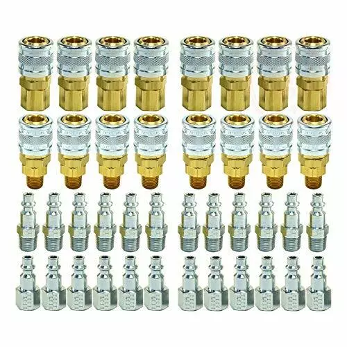 40 pcs Heavy Duty Quick Coupler Air Hose Connector Fittings 1/4 NPT Tools Plug