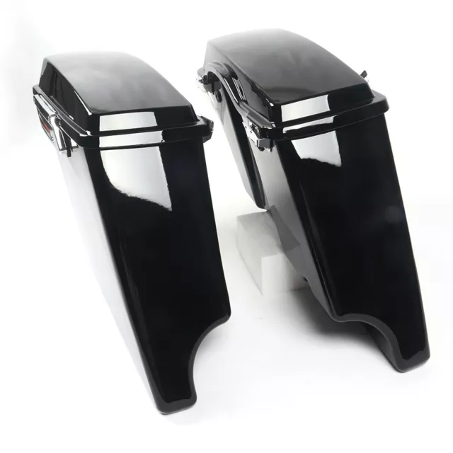 4" Stretched Extended Hard Saddlebags w/Latch For Harley Touring 1993-2012 2013