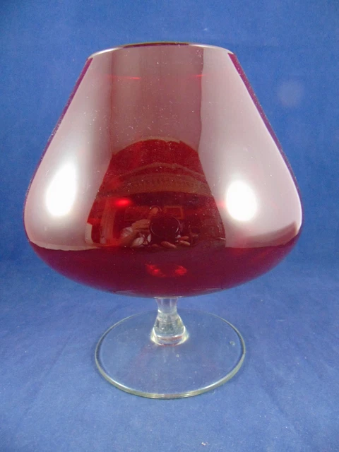 Large Cranberry Red Brandy Balloon Shaped Vase Hand Blown Height  21Cm