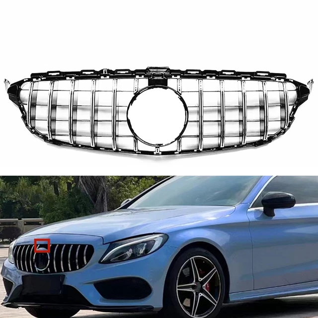 FRONT BUMPER GRILLE GT For Benz C Class W205 20152018 16 W/ Camera
