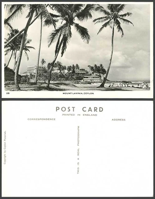 Ceylon altes echtes Foto Postkarte Mount Lavinia Hotel Strand Palmen Colombo Nr. 22