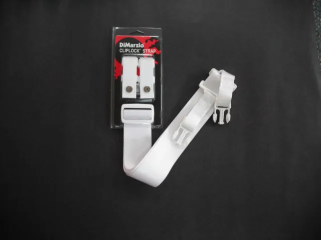 Dimarzio Nylon Cliplock Strap 2 Inch Wide White W/ White Hardware Dd2200