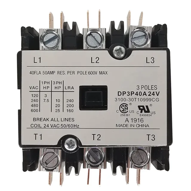 Contactor definite Purpose 3 Pole 40A 24V Air Conditioning CONTACTOR AC coil