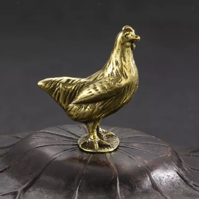 Brass Chicken Figurine Elegant Arts Hen Sculpture for Bookcase Shelf Living Room