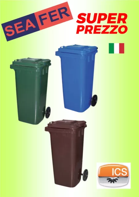 Bidone Immondizia Green 120 + Ruote Ics .Cm 55X50 H.cm 94