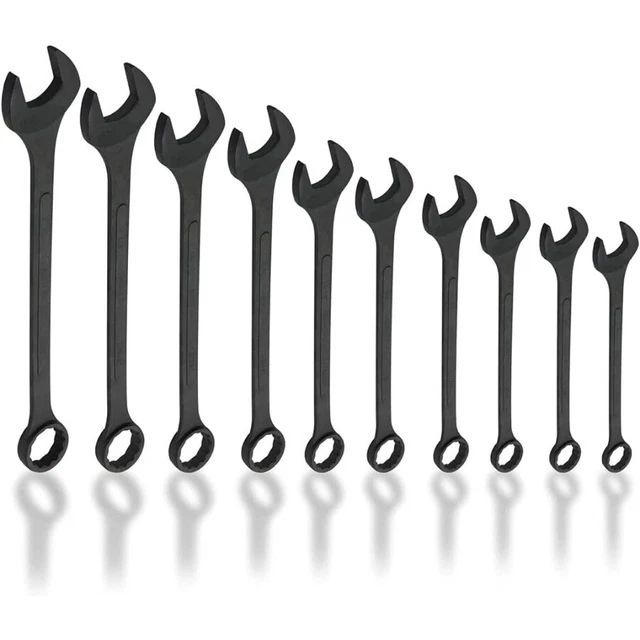 03129A Jumbo Combination Wrench Set, 10-Piece Open-End Wrench Set,SAE Sizes