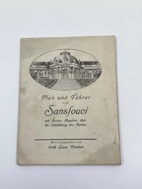 Alte Touristen-Karte von Schloss Sanssouci Potsdam Deutschland Erich Lass