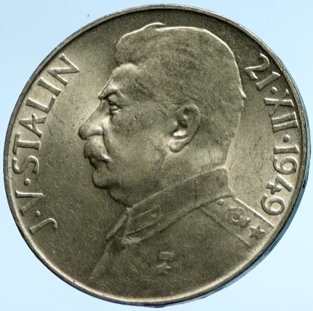 1949 CZECHOSLOVAKIA Josef Stalin Birthday VINTAGE Silver 50 Korun Coin i104191