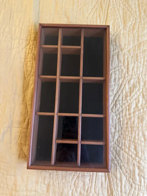 Vintage Tannery Lane Co Wooden Wall Curio Display Case Shadow Box Velvet