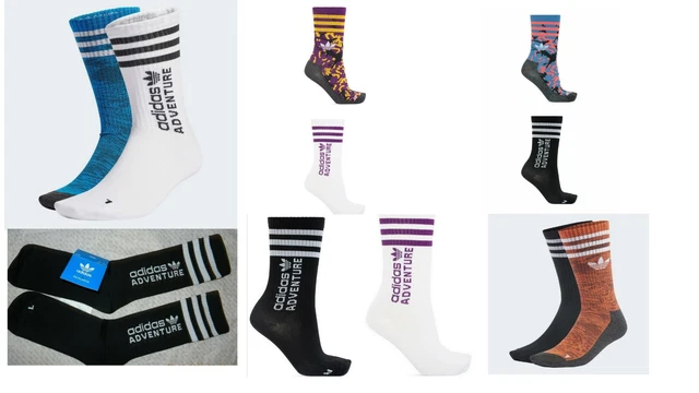 SET ADIDAS ADVENTURE 2 paio di calzini equipaggio adidas taglia 6-8 -8-10 UNISEX LIMITATO