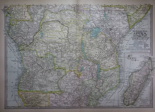 Old 1902 Century Atlas Map ~ CENTRAL AFRICA ~(12x16) -#1179