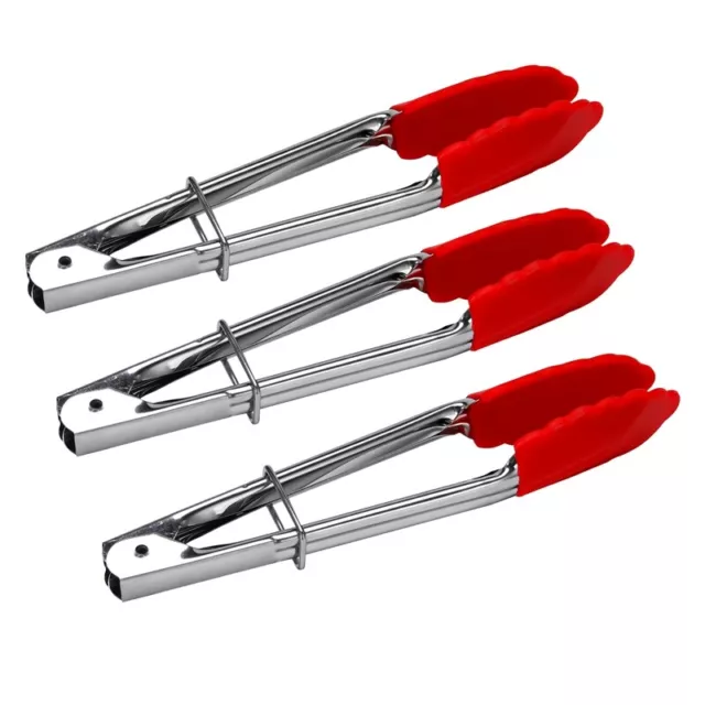 Small Tongs With Silicone Tips 7 Inch Kitchen Tongs – Set Of 3 - Perfect For