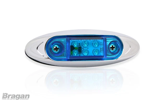 12/24v Blau Chrom LED Marker Licht Anhänger LKW Van 4x4 Pickup Auto Fahrrad Boot