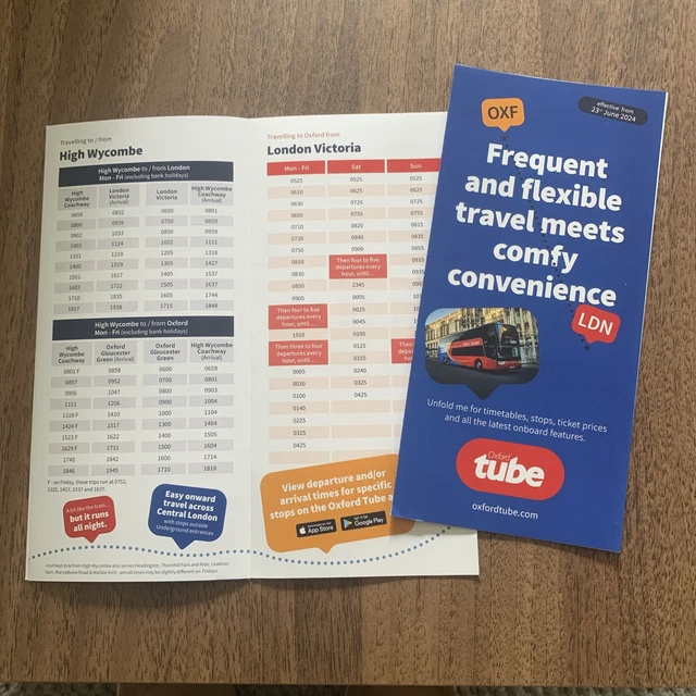 STAGECOACH OXFORD OXFORD Tube Coach timetable June 2024 issue LATEST £