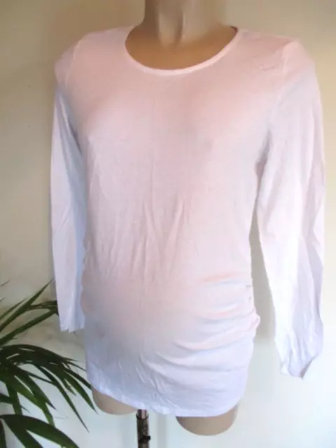 New Look Maternity Classic White Ruched Long Sleeve T-Shirt Top Size 10 Bnwt