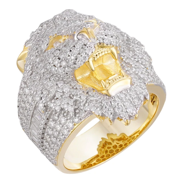 Men's Lion Head Wedding Ring - Stainless Steel With Carbon Fiber, Red CZ & Agate, Size 8-15 | AGI Certified, Gift Ready 12 thumbnail image
