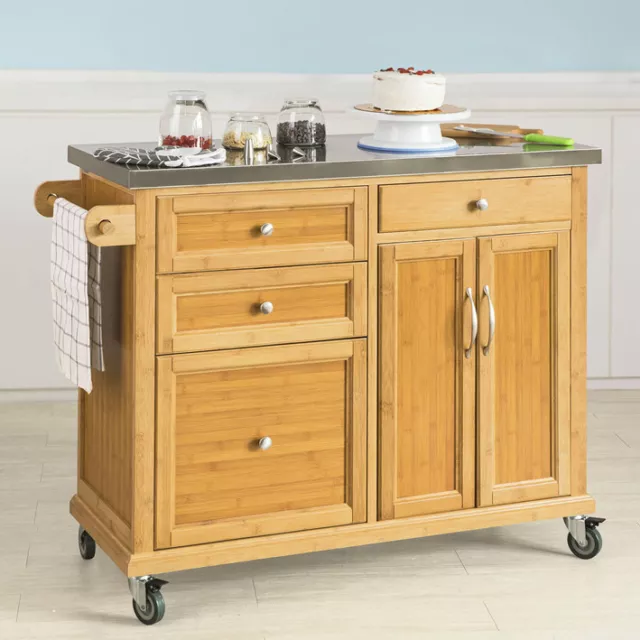 SoBuy Carrito de Cocina con Piso de Acero,estantería de Cocina,FKW70-N,ES