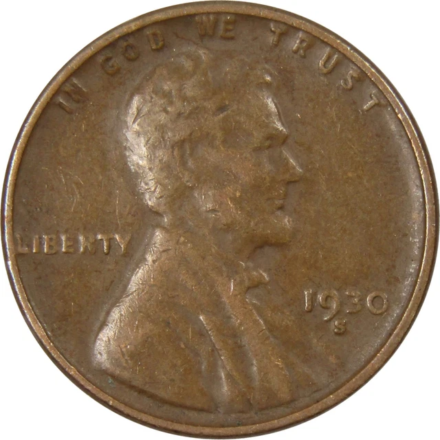 1930 S Lincoln Wheat Cent AG About Good Bronze Penny 1c Coin Collectible
