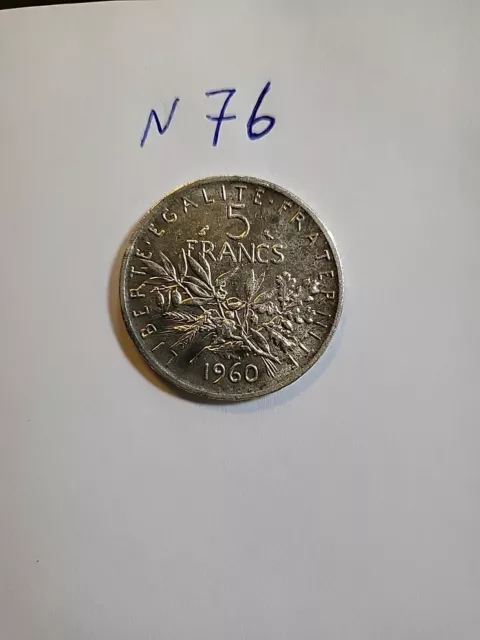 pièce 5 francs argent semeuse 1960