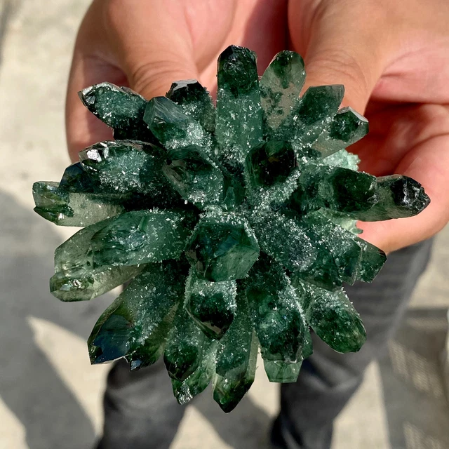 352G New Find Green Phantom Quartz Crystal Cluster Mineral Specimen Healing 7