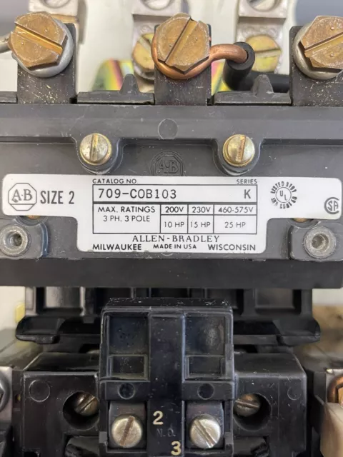 Allen Bradley Starter # 708-C0D103 3Ph 3 Pole 460-575 V, 25Hp. Good Condition.