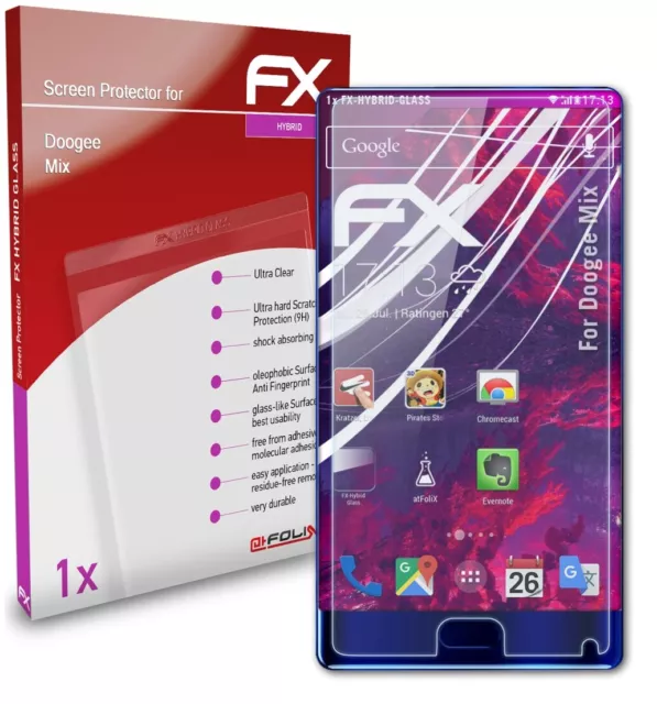 atFoliX Glass Protective Film for Doogee Mix Glass Protector 9H Hybrid-Glass