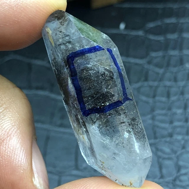 Rare TOP Natural Herkimer Diamond gem crystal+graphite+Moving Water Droplets 14g