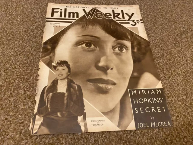 Ftwb2 Film Weekly Magazine Cover Page 11/1/1936 Luise Rainer