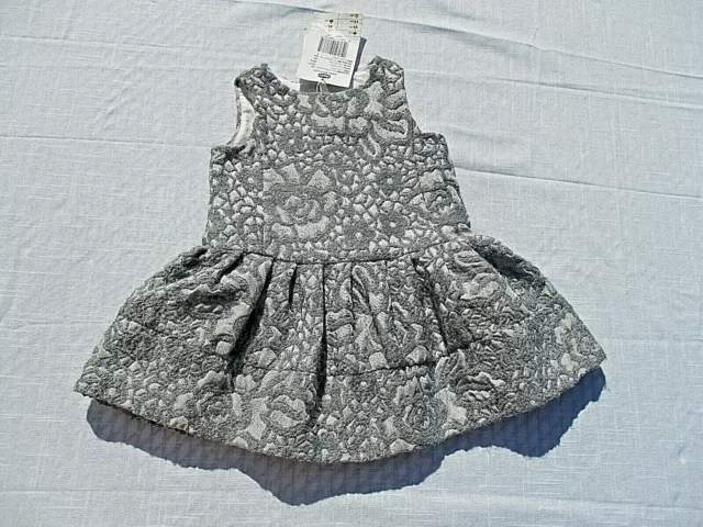 New CHICCO Dress Girls Sz 9 mos (68) Gray Silver Lined Full Skirt Special NWT