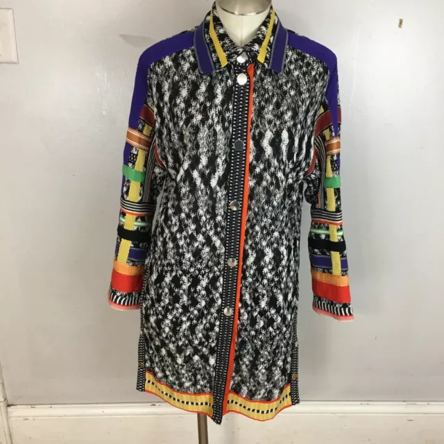 VINTAGE MISSONI long snap Geo multicolor duster cardigan jacket 38 VINTAGE MISSONI long snap Geo multicolor duster cardigan jacket 38