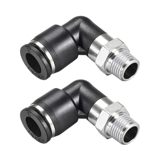 Push to Connect Tube Fitting Male Elbow 8mm Tube OD x 1/8 NPT Push Fit Lock 2pcs