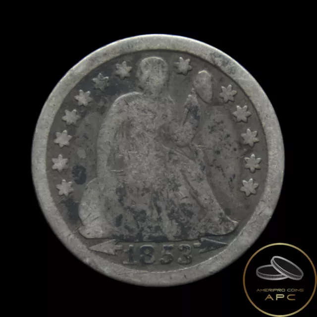 1853 Seated Liberty Dime 90% Silver Naturally Toned Better Date
