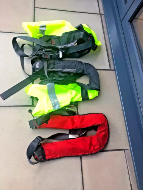 3no INFLATABLE LIFE VESTS CREWSAVER&KRU (used) & 3m Lifeline (new in packaging)