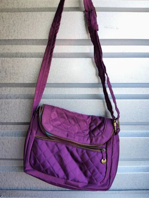 Plum TRAVELON Anti-Theft Quilted Crossbody Purse Bag Handbag