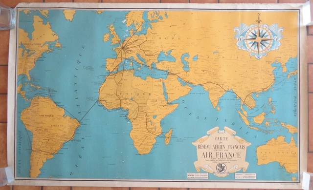 Affiche Air France – Carte Réservations, Style Vintage, 70x85 Cm, Neuve