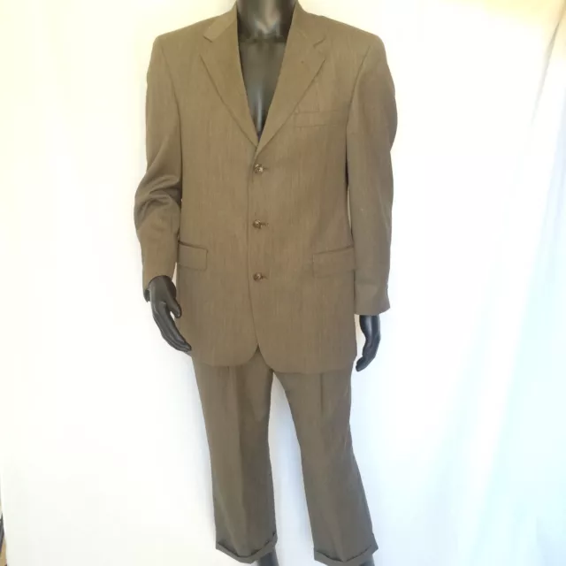 Tommy Hilfiger Mens Virgin Wool Suit Size 40 R Brown Blazer & Dress Pants 33 USA 3