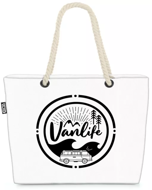 Van Camping Berge Logo Zelten Beach Bag Vanlife Campingausrüstung Outdoor Abent