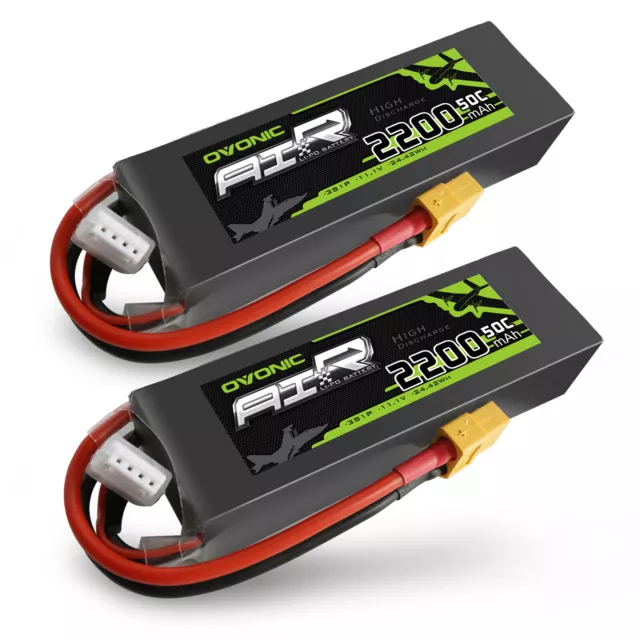 2X OVONIC 2200mAh 50C 3S 11.1V LiPo Akkus XT60 Für 64MM EDF JET Wasserflugzeug