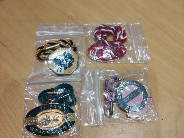 4  Horse Racing Members Badges In Vgc