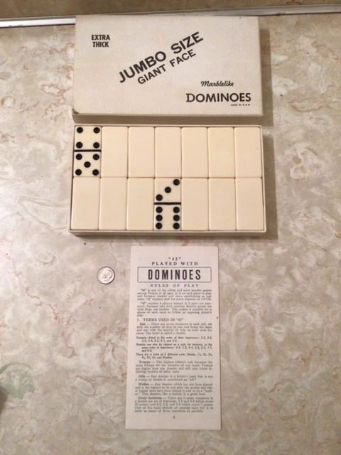 vintage puremco 1960s jumbo size giant face marblelike dominos 1432 Bakelite