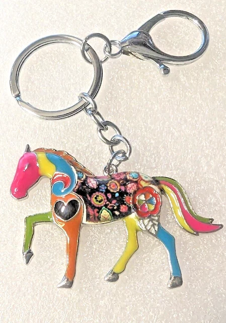 Horse Hot Pink Multicolor Key Ring Enamel Alloy Keychain Jewelry
