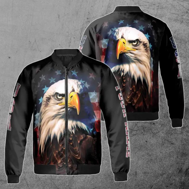 Custom Name Retro Grunge American Eagle Art, American Flag Patriotic Unisex
