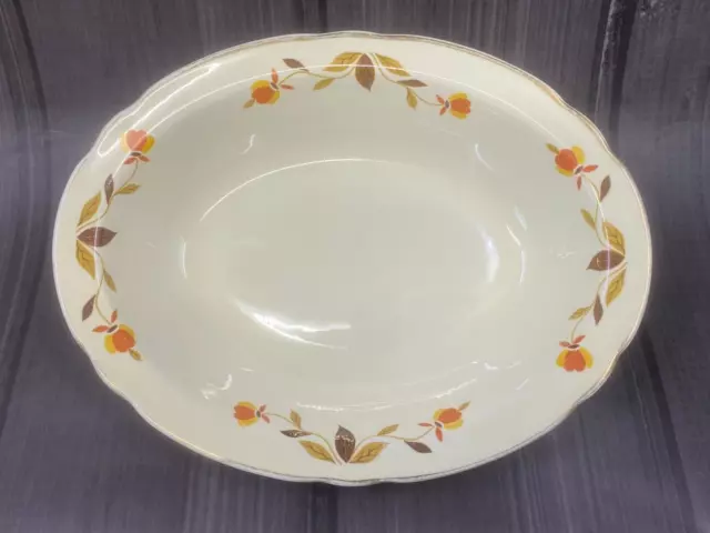 Vintage Halls Superior Quality Dinnerware Oval Serve Bowl Jewel Tea Autumn Leaf