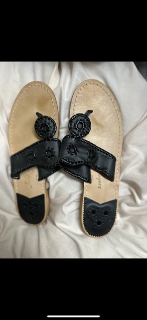 Jack Rogers Women's Jack Navy + Gold Leather Medallion Sandals Size 10 M